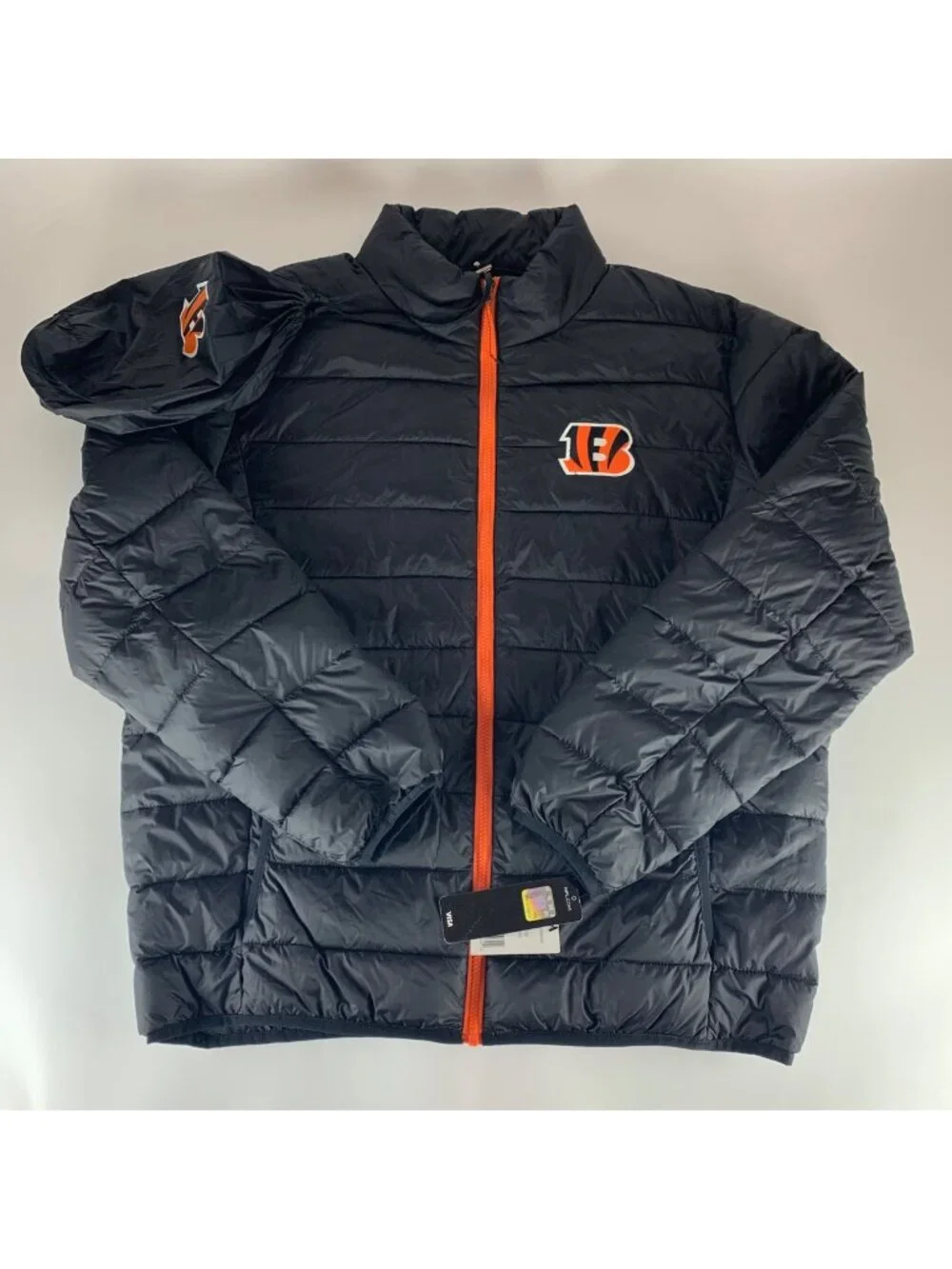 Cincinnati Bengals NFL Team Apparel Black Full Zip Packable Puffer Jacket XL New